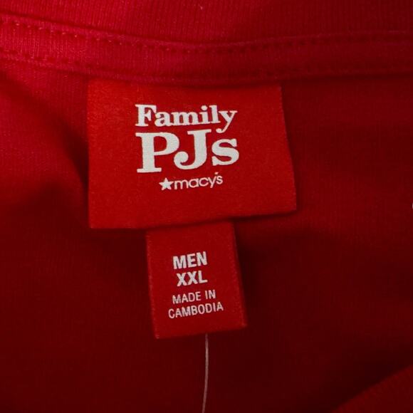 Macys Pajama Set Mens XXL 2XL Red MERRY AND BRIGHT Holiday Festive Lounge Comfy - Picture 6 of 9